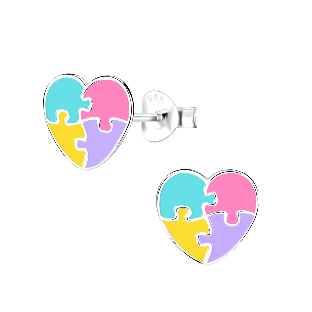 Puces d'oreilles cœur en argent