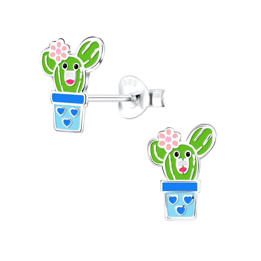 Puces d'oreilles cactus en argent