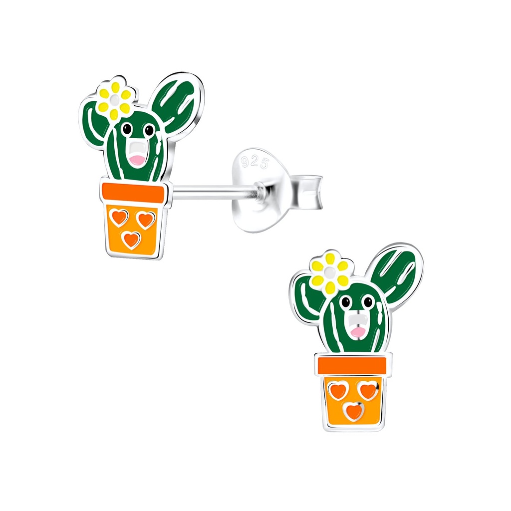 Silver Cactus Stud Earrings