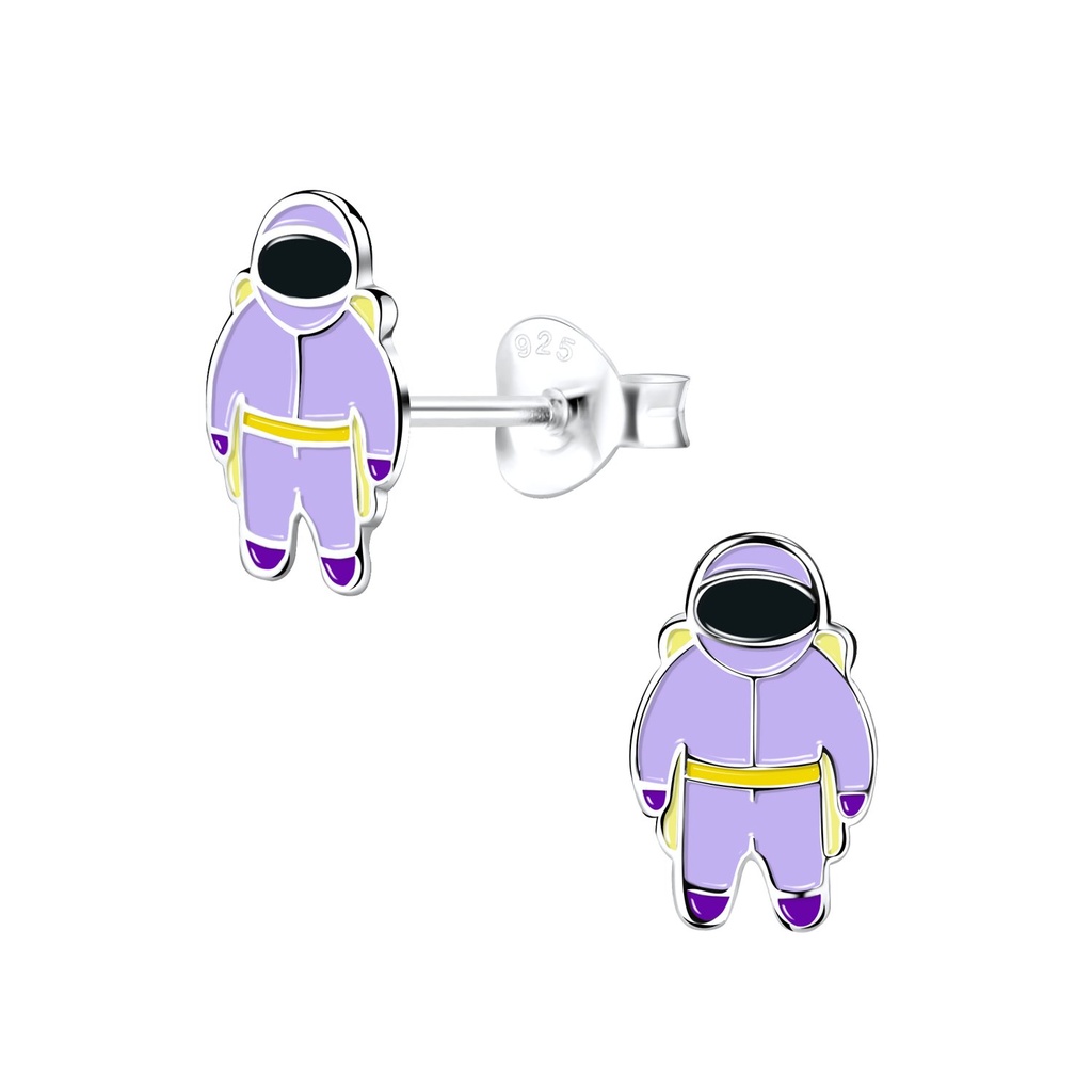 Silver Astronaut Stud Earrings
