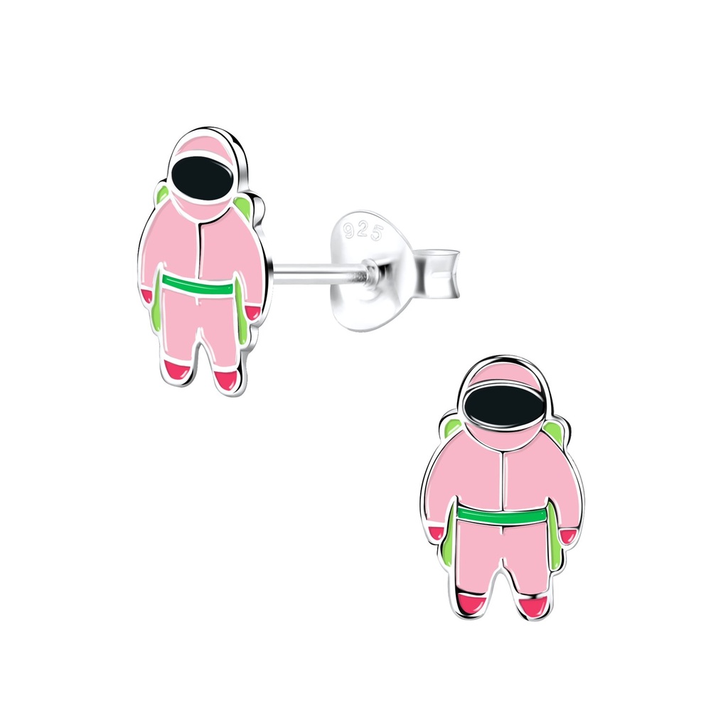 Silver Astronaut Stud Earrings
