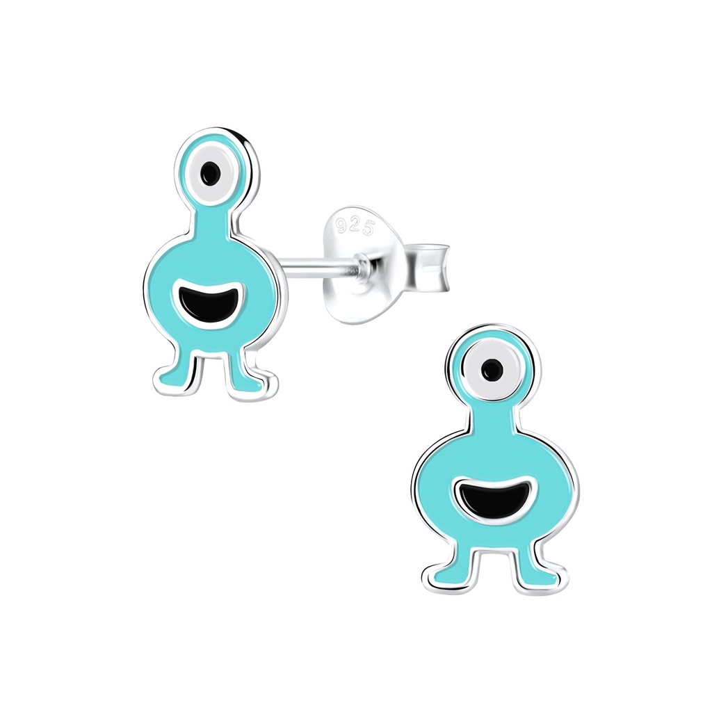 [10012612] Silver Monster Stud Earrings