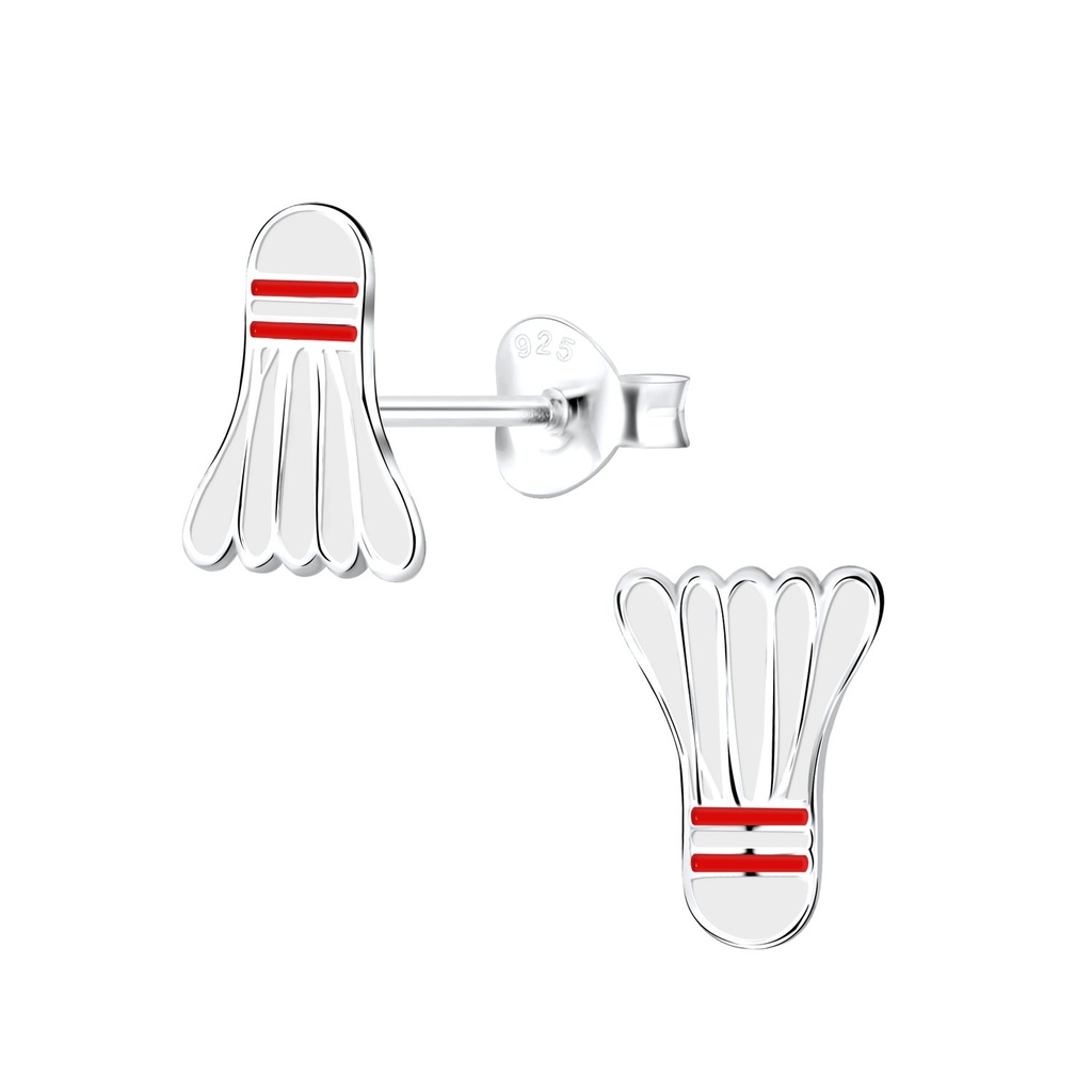 Puces d'oreilles volant de badminton en argent
