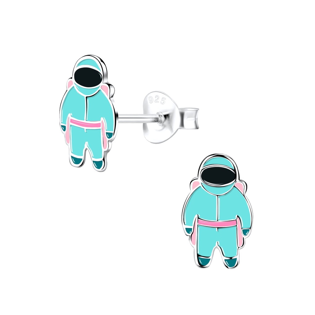 Silver Astronaut Stud Earrings