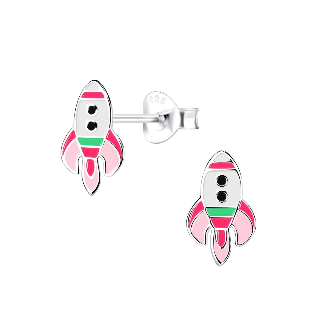 [10012621] Silver Rocket Stud Earrings