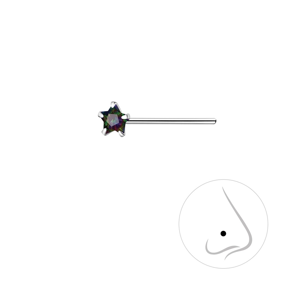 [10012193] 3mm Star Cubic Zirconia Silver Nose Stud