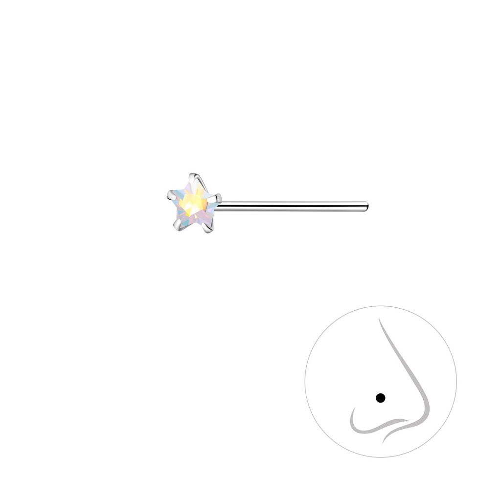 [10012191] 3mm Star Cubic Zirconia Silver Nose Stud