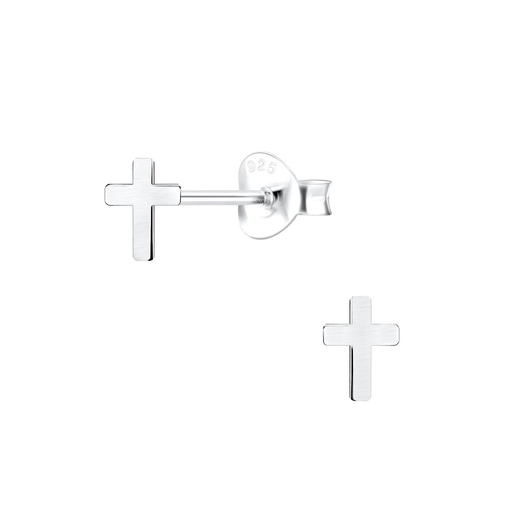 [10011461] Puces d'oreilles croix en argent
