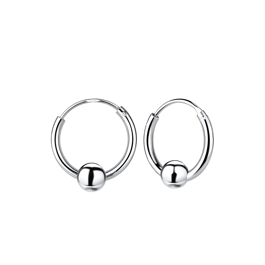 Créoles boule en argent 12 mm