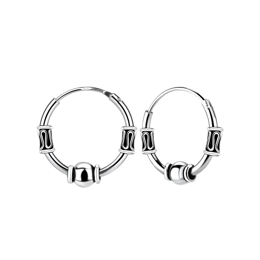 14mm Silver Bali Hoop Earrings