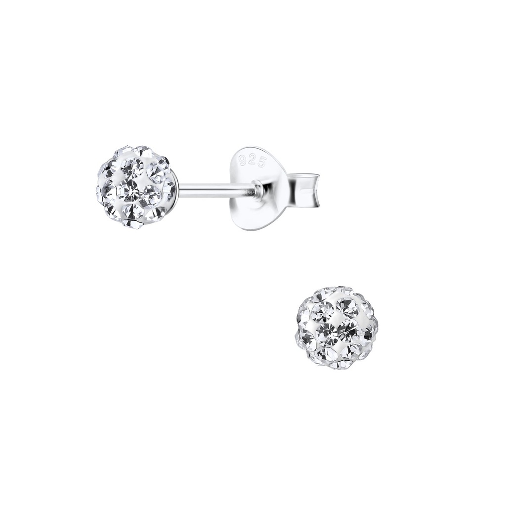 Puces d'oreilles boule en argent cristal 4 mm
