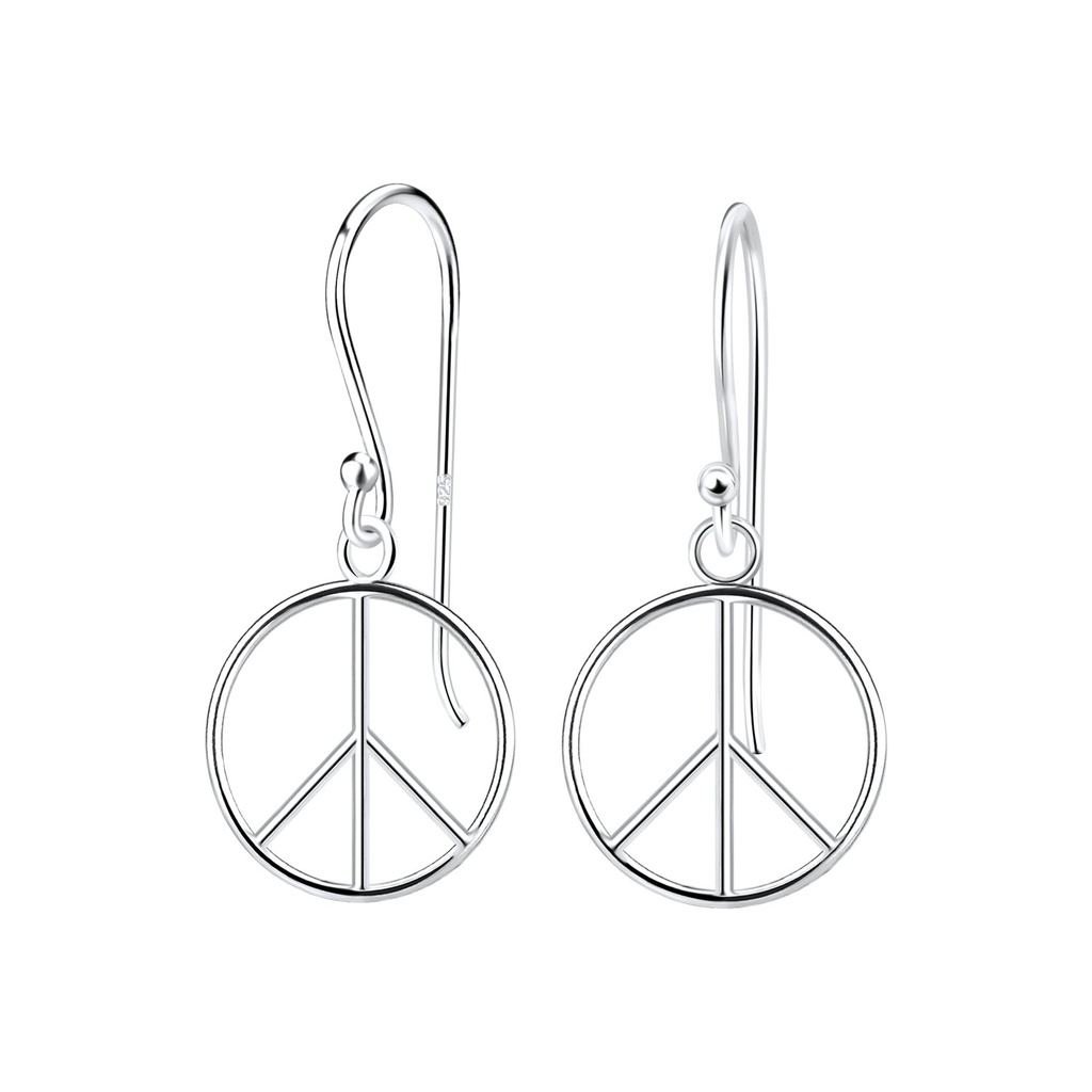 [10012812] Boucles d'oreilles signe de paix en argent