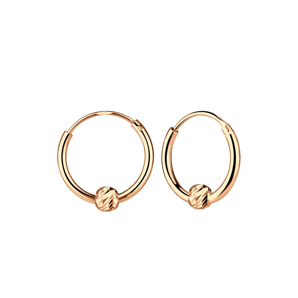 Silver Diamond Cut Ball Hoop Earrings