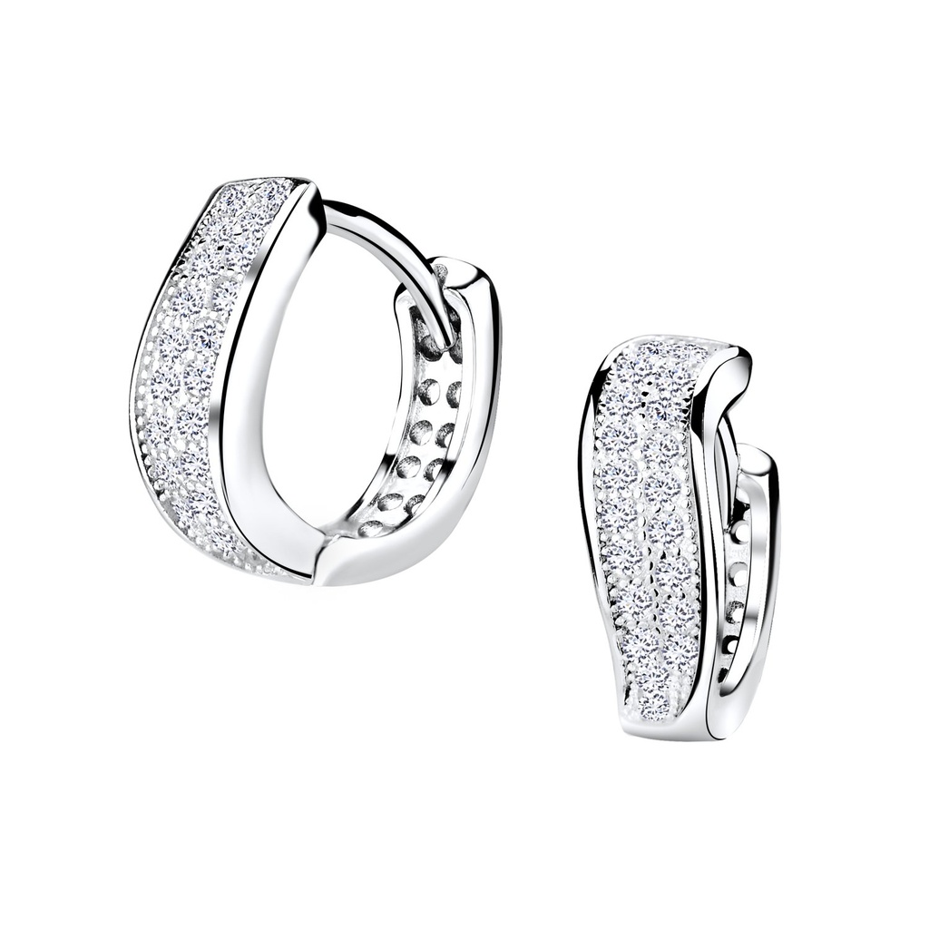 Silver Wave Huggie Earrings