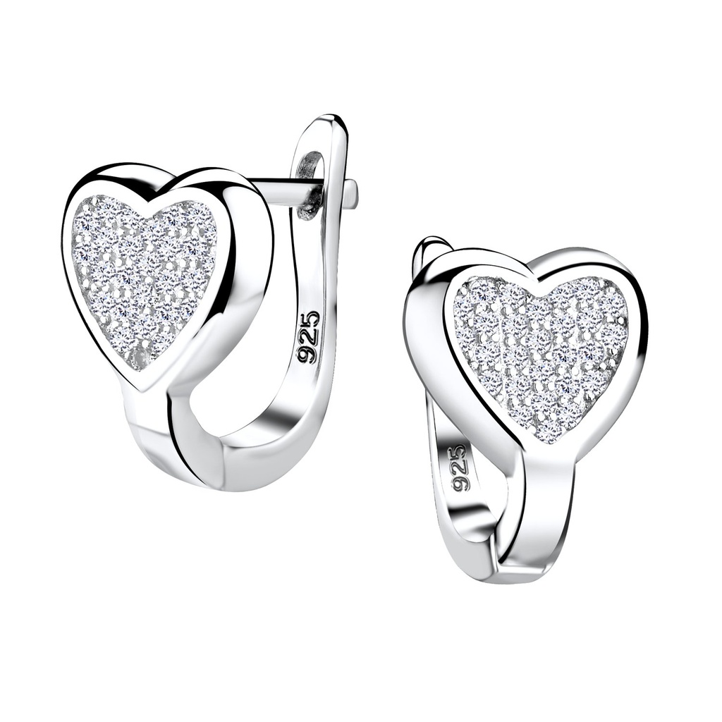 [10011648] Silver Heart Huggie Earrings