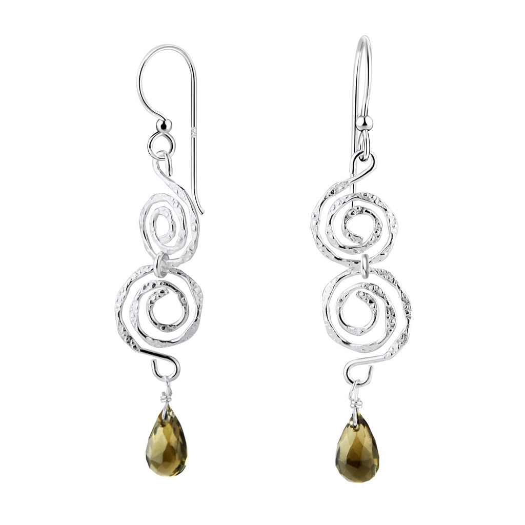 [10011508] Boucles d'oreilles spirale en argent avec perle verre
