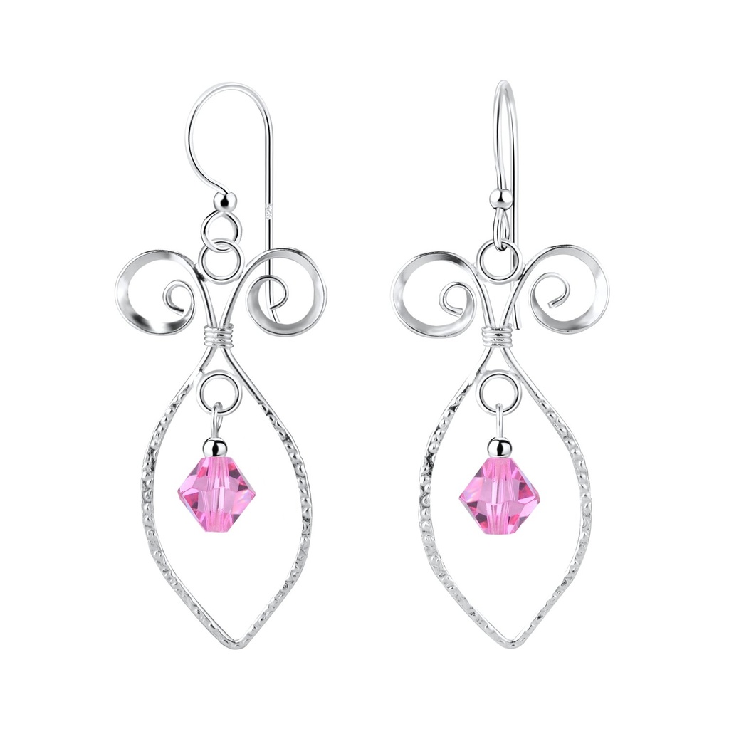 [10011507] Boucles d'oreilles spirale en argent avec perle verre