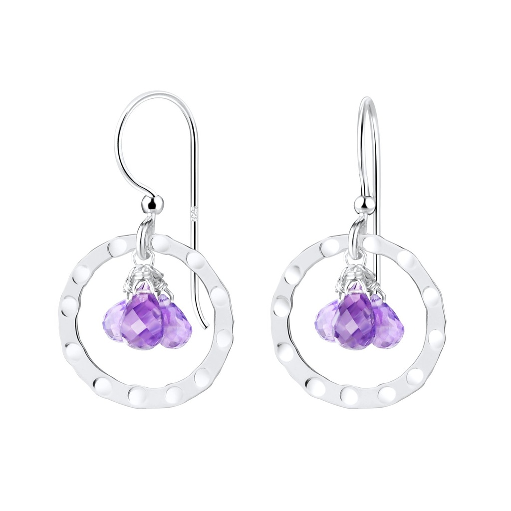Boucles d'oreilles cercle en argent avec perle verre