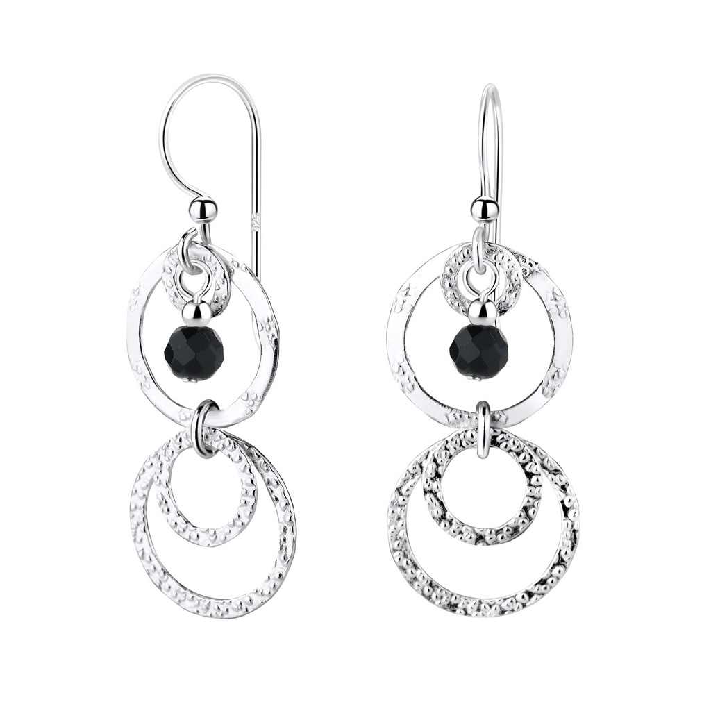 Boucles d'oreilles cercle en argent avec perle verre