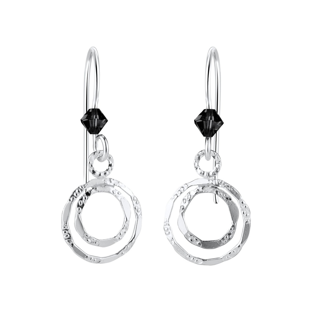 [10011094] Boucles d'oreilles cercle en argent avec perle verre