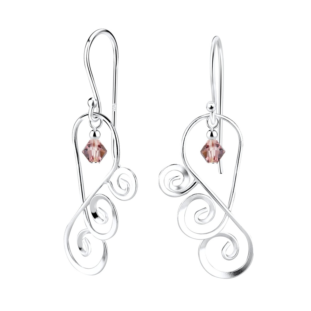 Boucles d'oreilles spirale en argent avec perle verre
