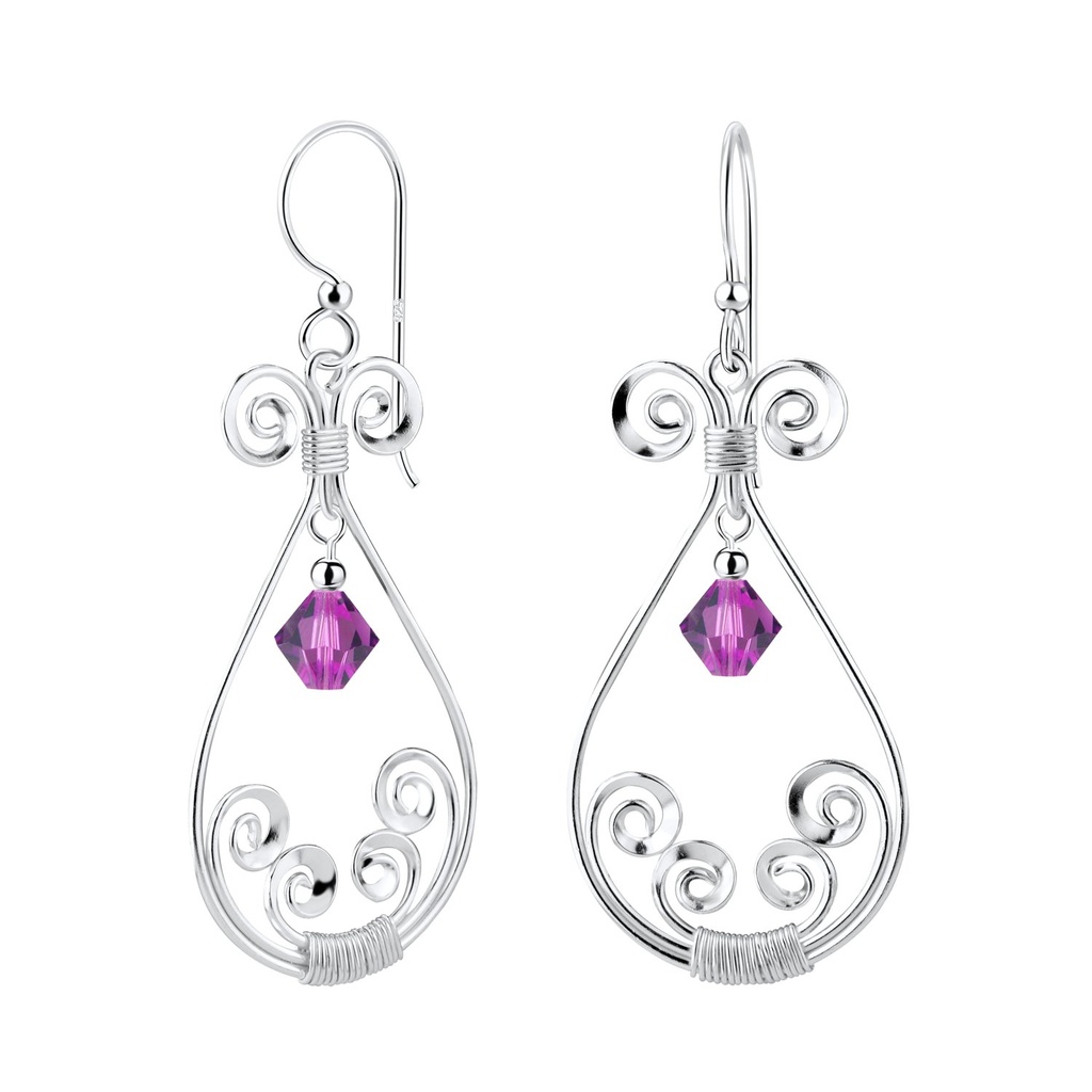 [10011082] Boucles d'oreilles spirale en argent avec perle verre
