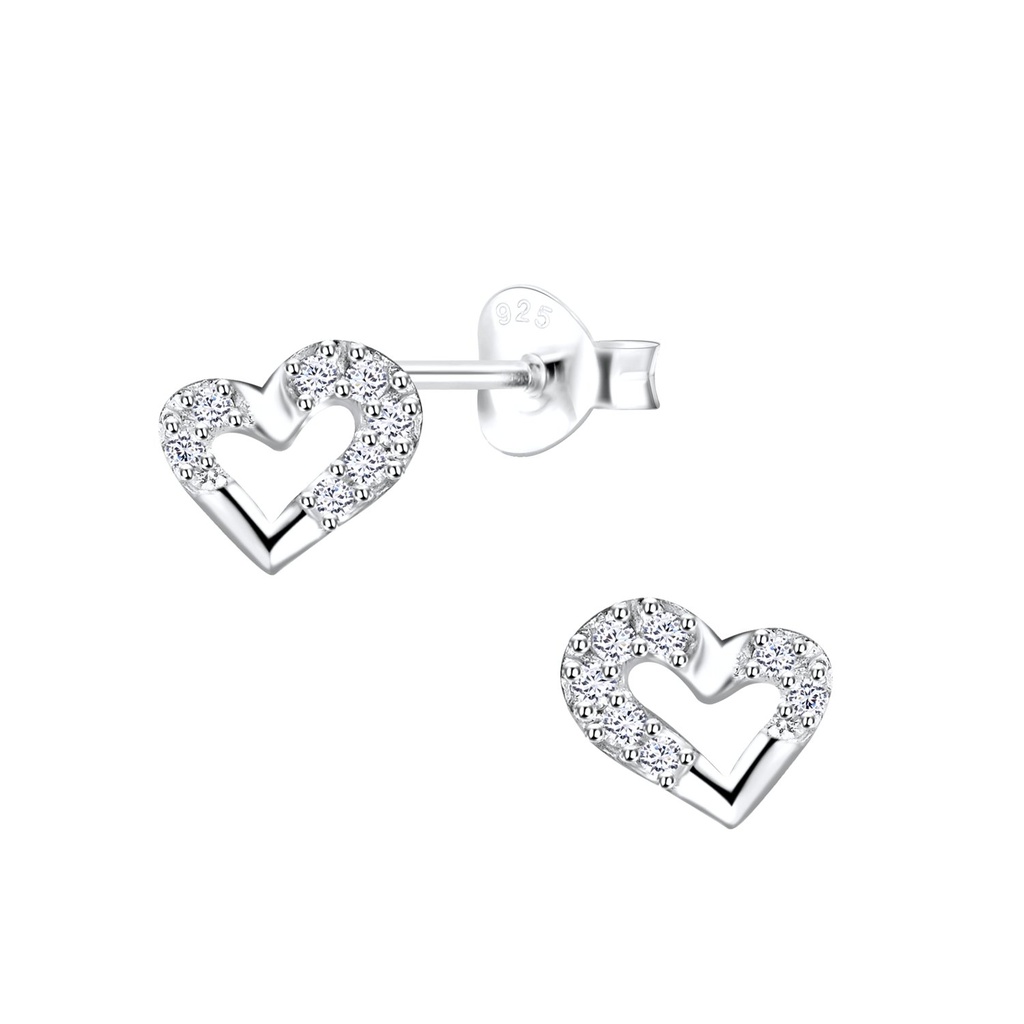 Puces d'oreilles cœur en argent