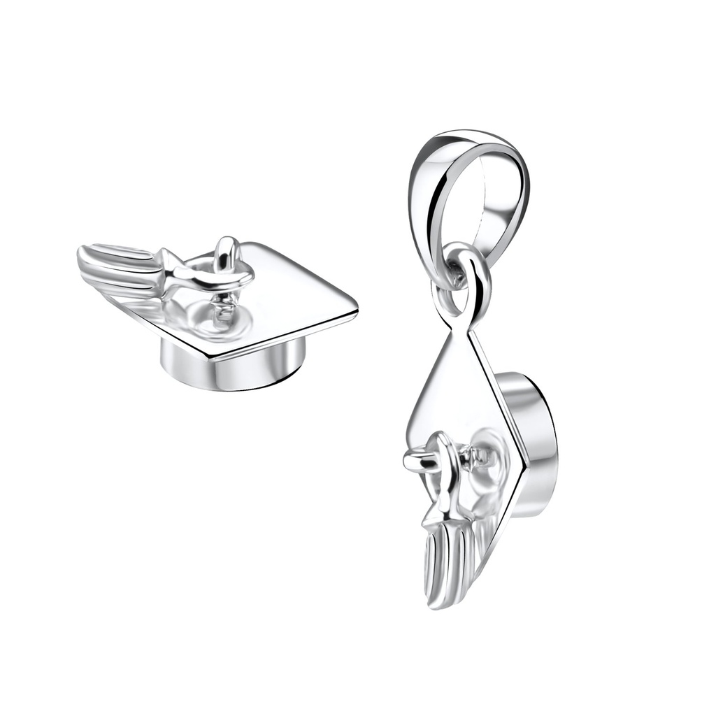 [10010865] Silver Graduation Hat Pendant