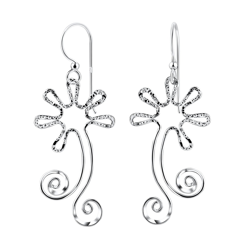 [10011491] Boucles d'oreilles fleur en argent