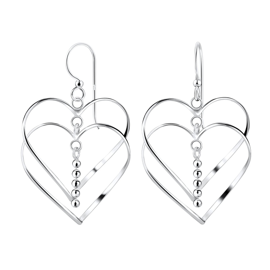 [10011487] Boucles d'oreilles cœur en argent
