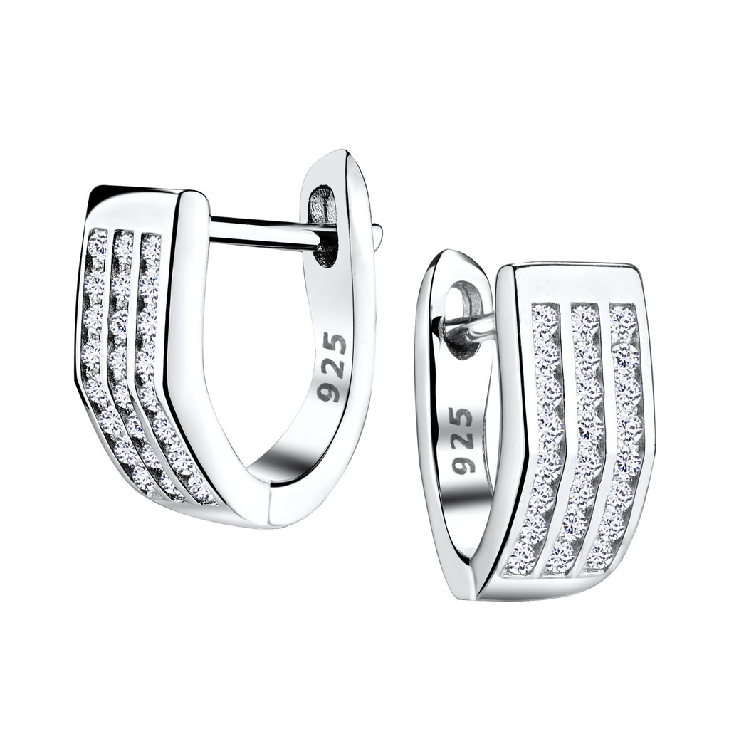 [10011649] Silver Bar Huggie Earrings