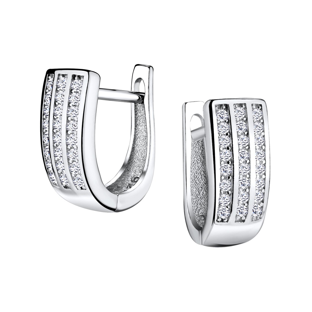 [10011640] Silver Bar Huggie Earrings