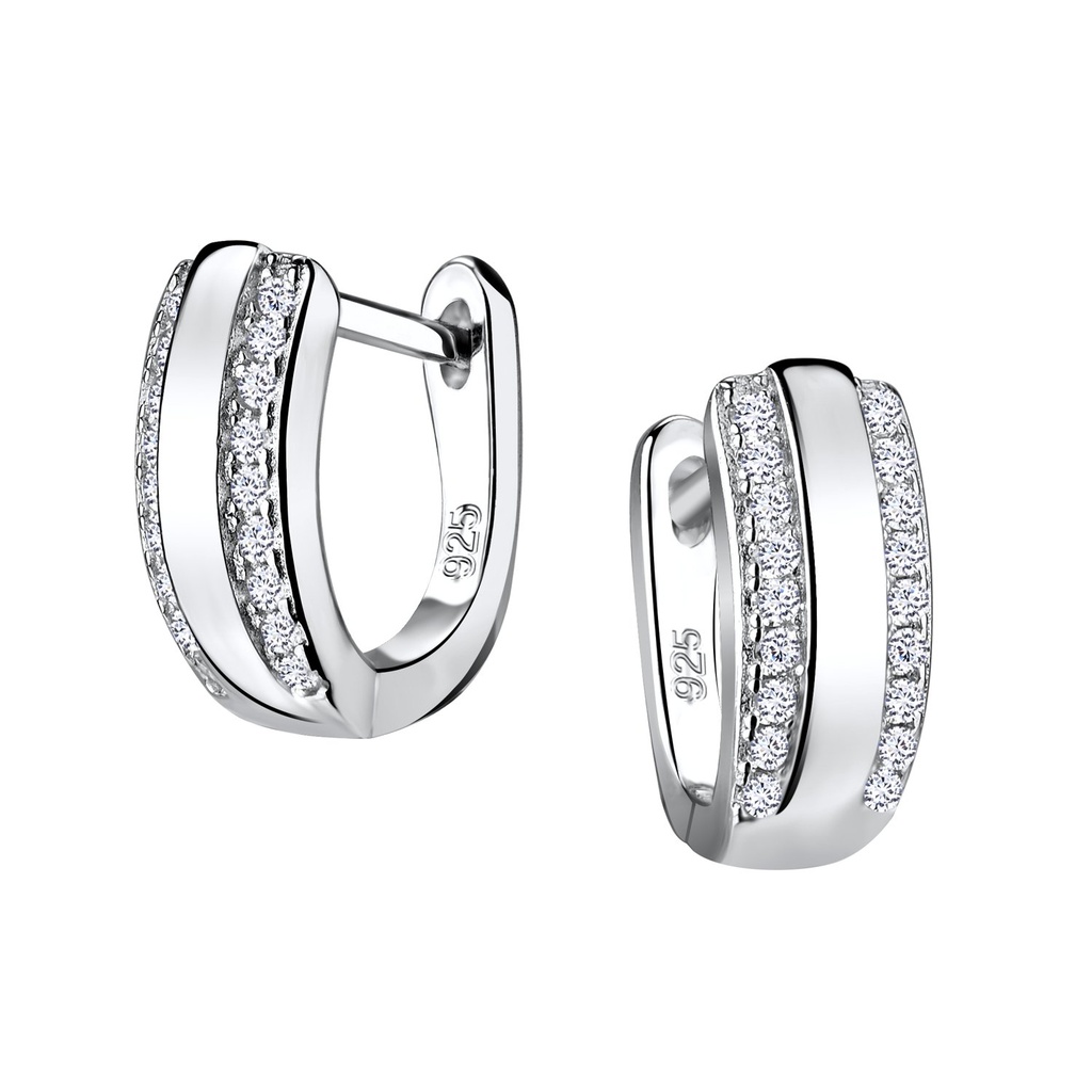 [10011637] Créoles huggie barre en argent