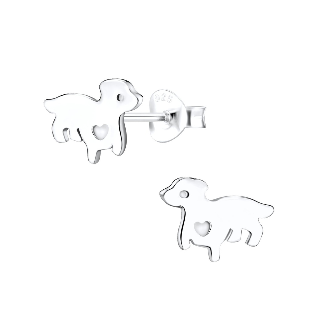 Puces d'oreilles chien en argent