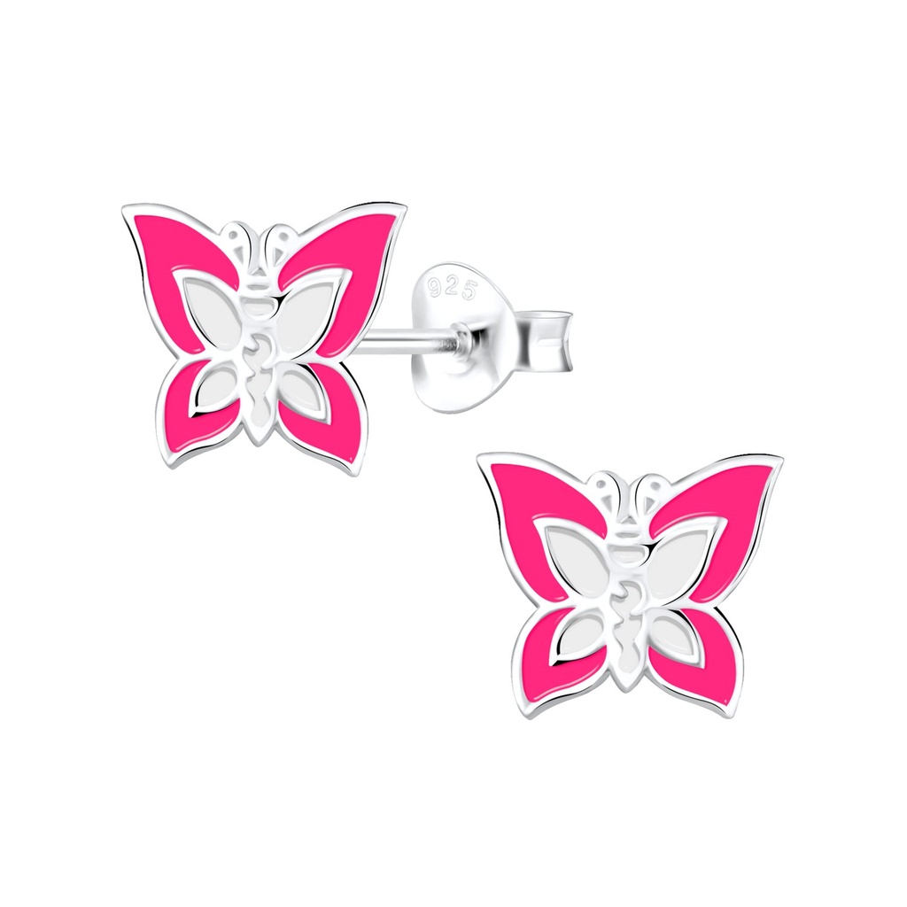 Puces d'oreilles papillon en argent