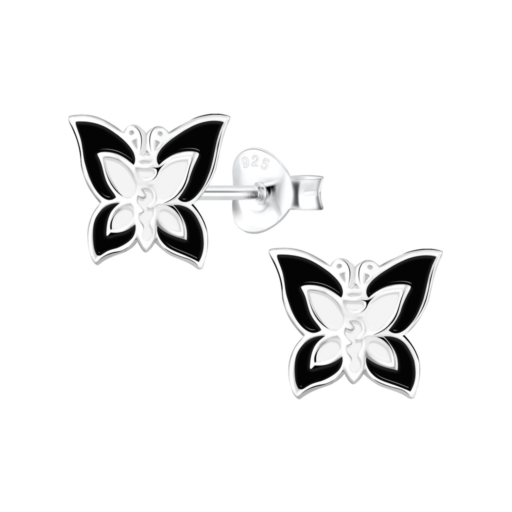Puces d'oreilles papillon en argent