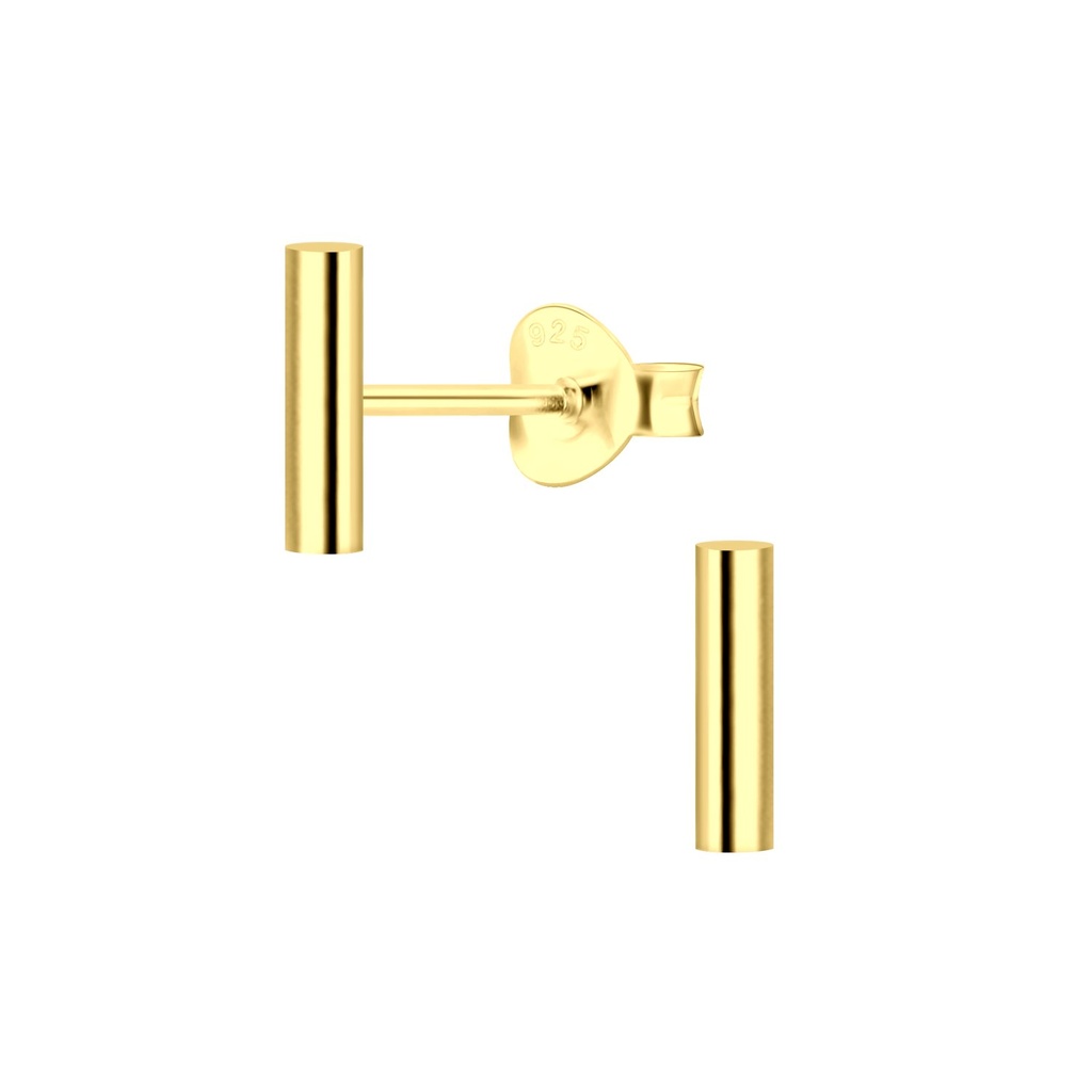 Silver Round Bar Stud Earrings