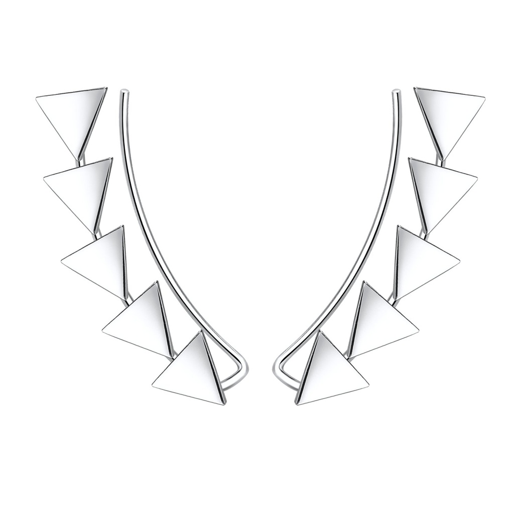 Silver Triangle Ear Climbers