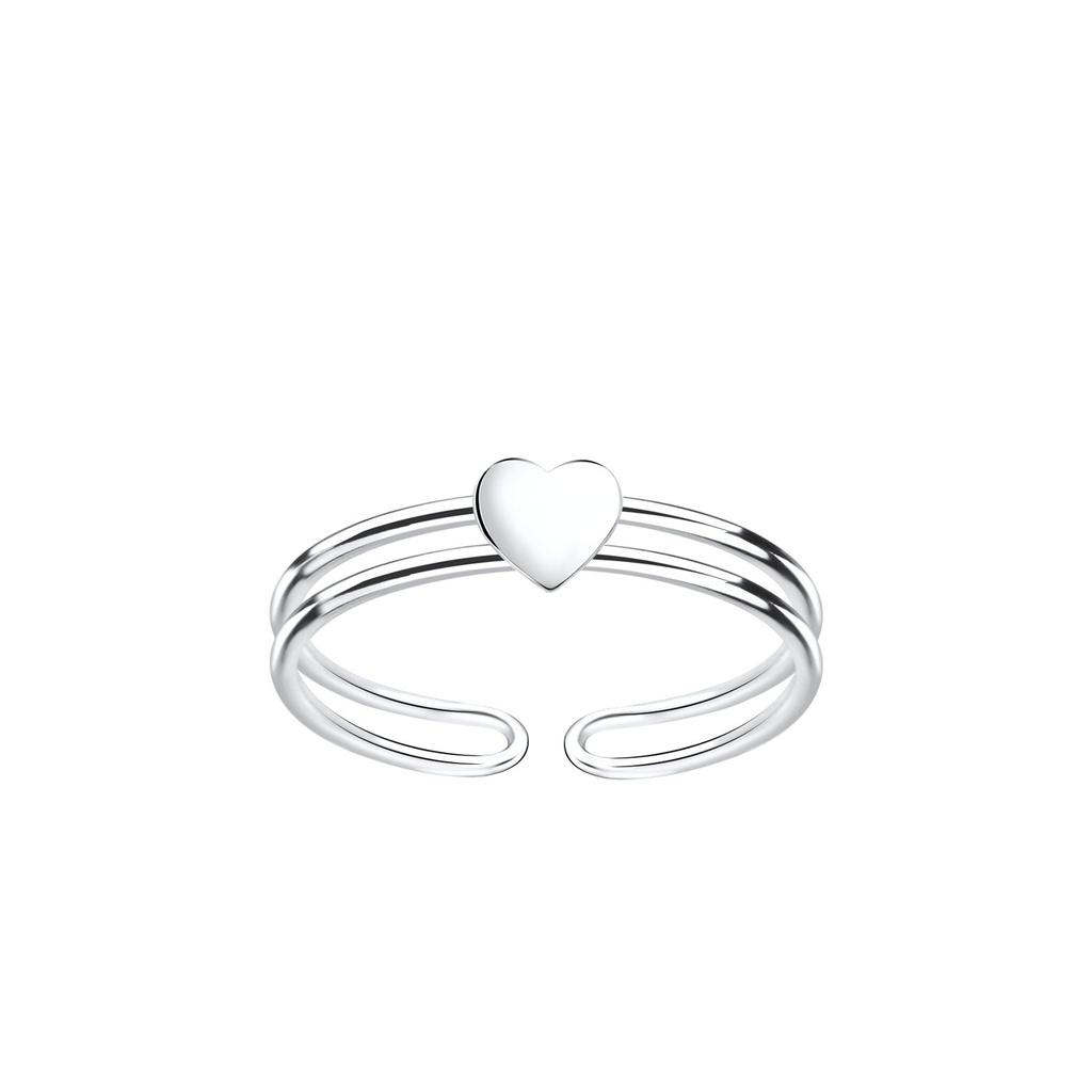 [10010947] Silver Heart Adjustable Toe Ring