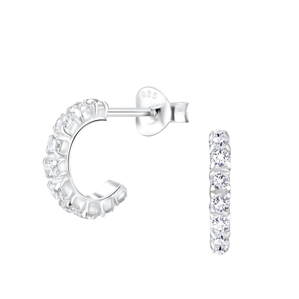 Puces d'oreilles demi-créole en argent