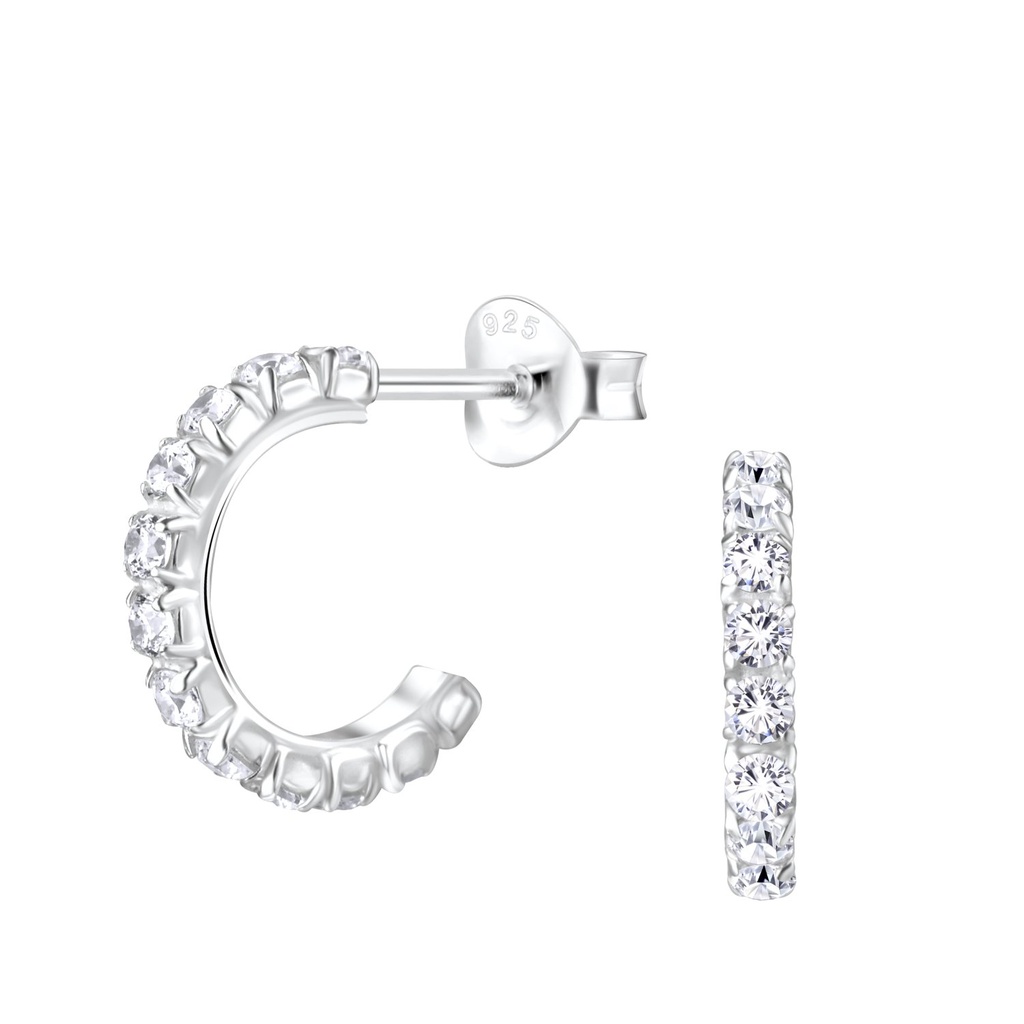 [10011872] Silver Half Hoop Stud Earrings