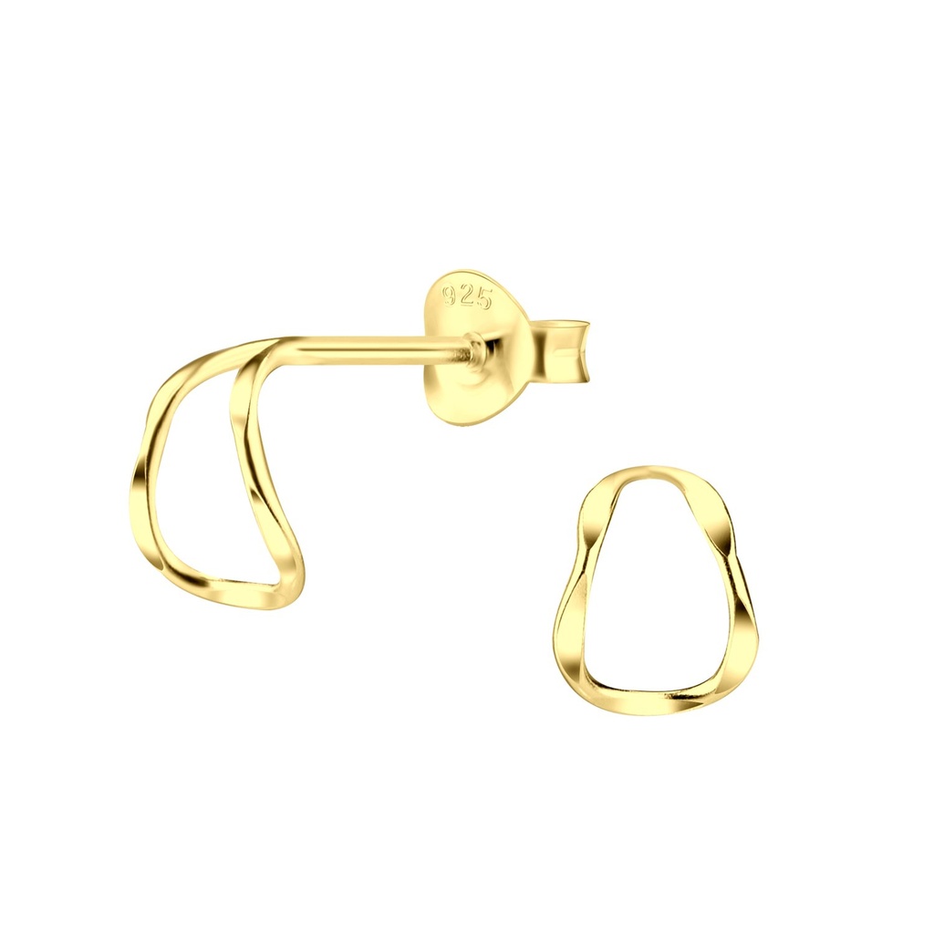 Silver Half Hoop Stud Earrings