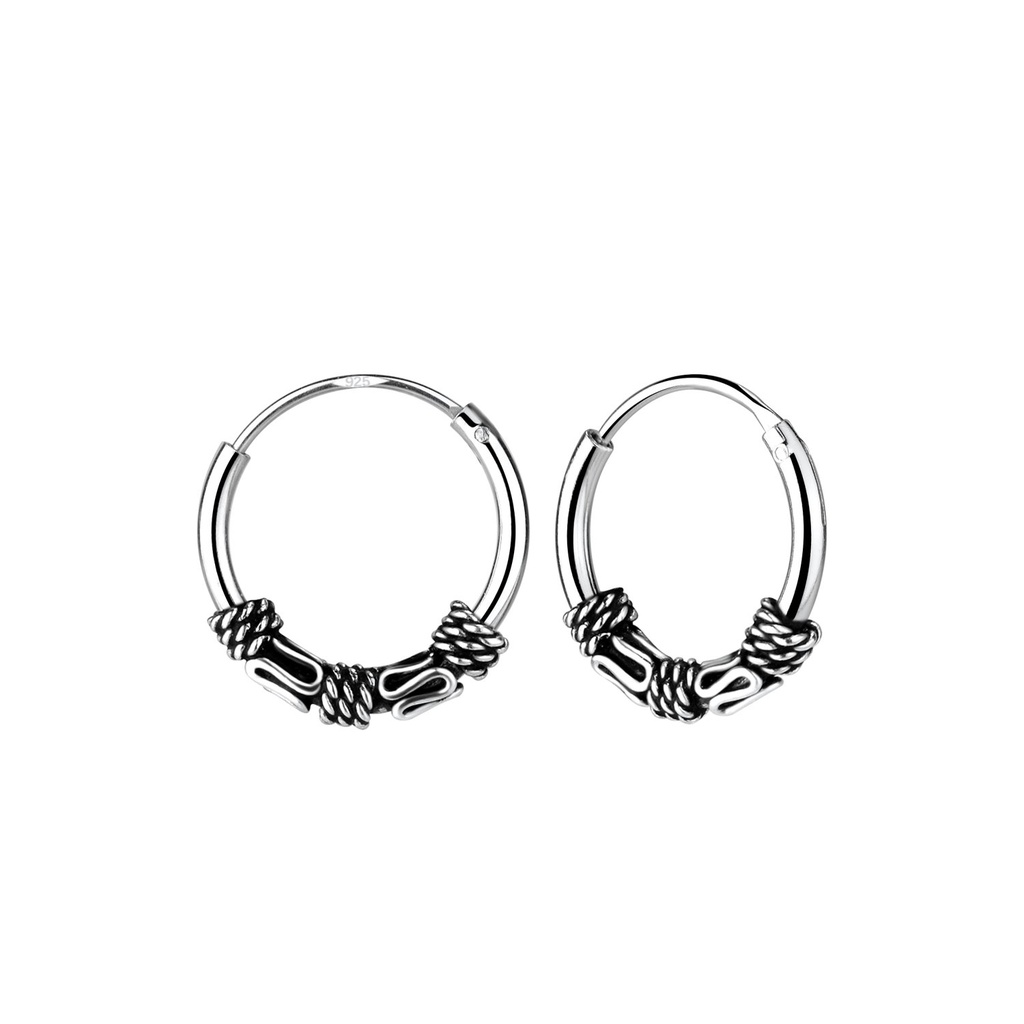 Créoles Bali en argent 12 mm