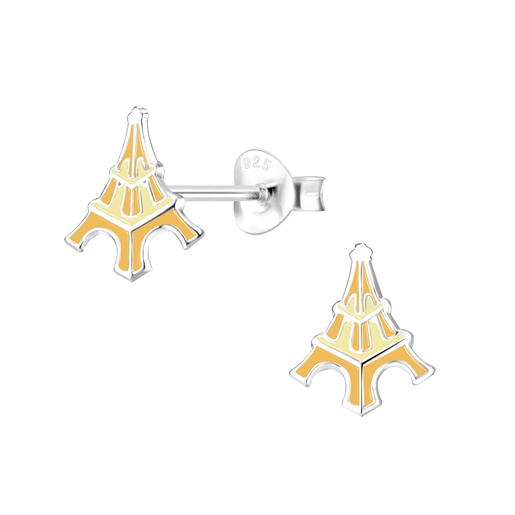 Silver Eiffel Tower Stud Earrings