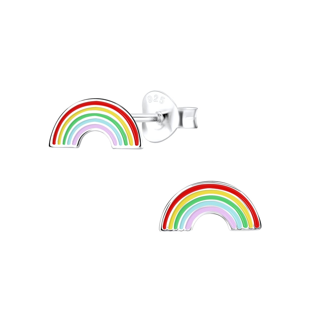 Silver Rainbow Stud Earrings
