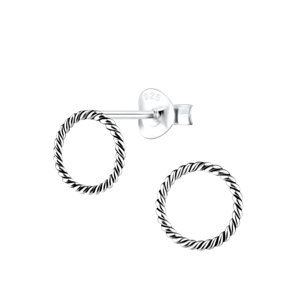 Silver Twist Stud Earrings