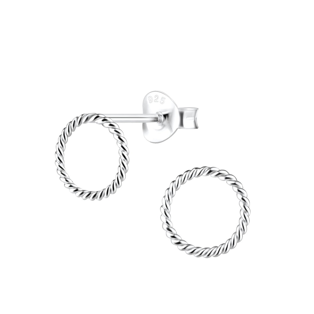 Silver Round Stud Earrings
