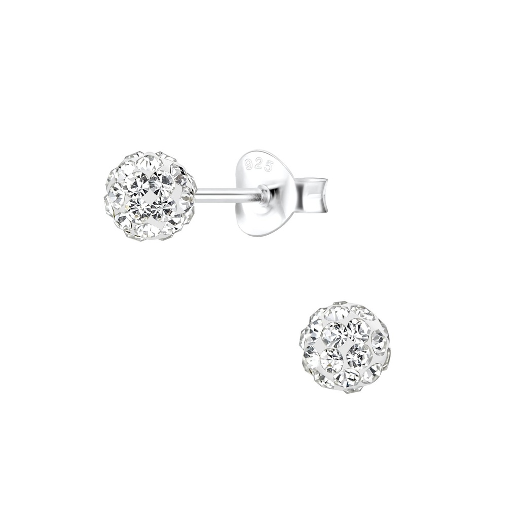 [10013006] Puces d'oreilles boule en argent cristal 4.5 mm