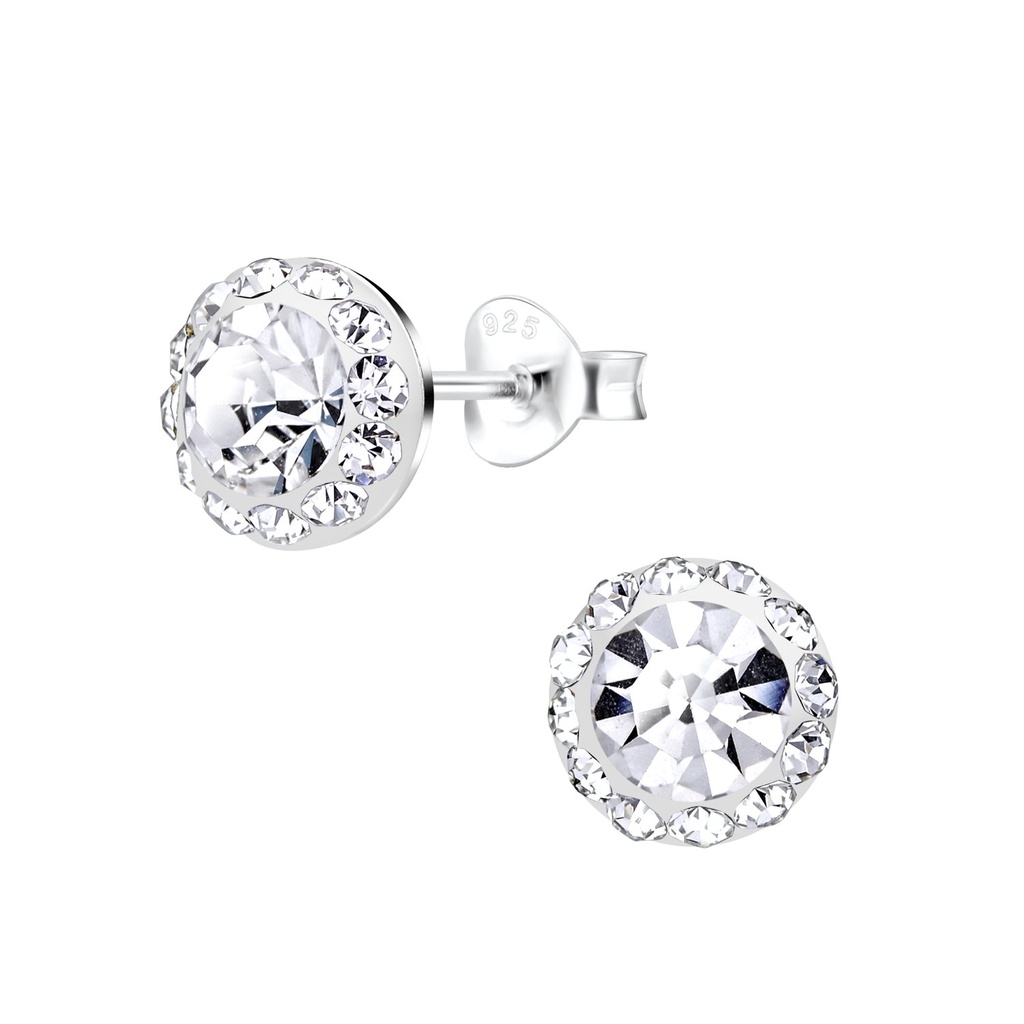 Silver Round Stud Earrings