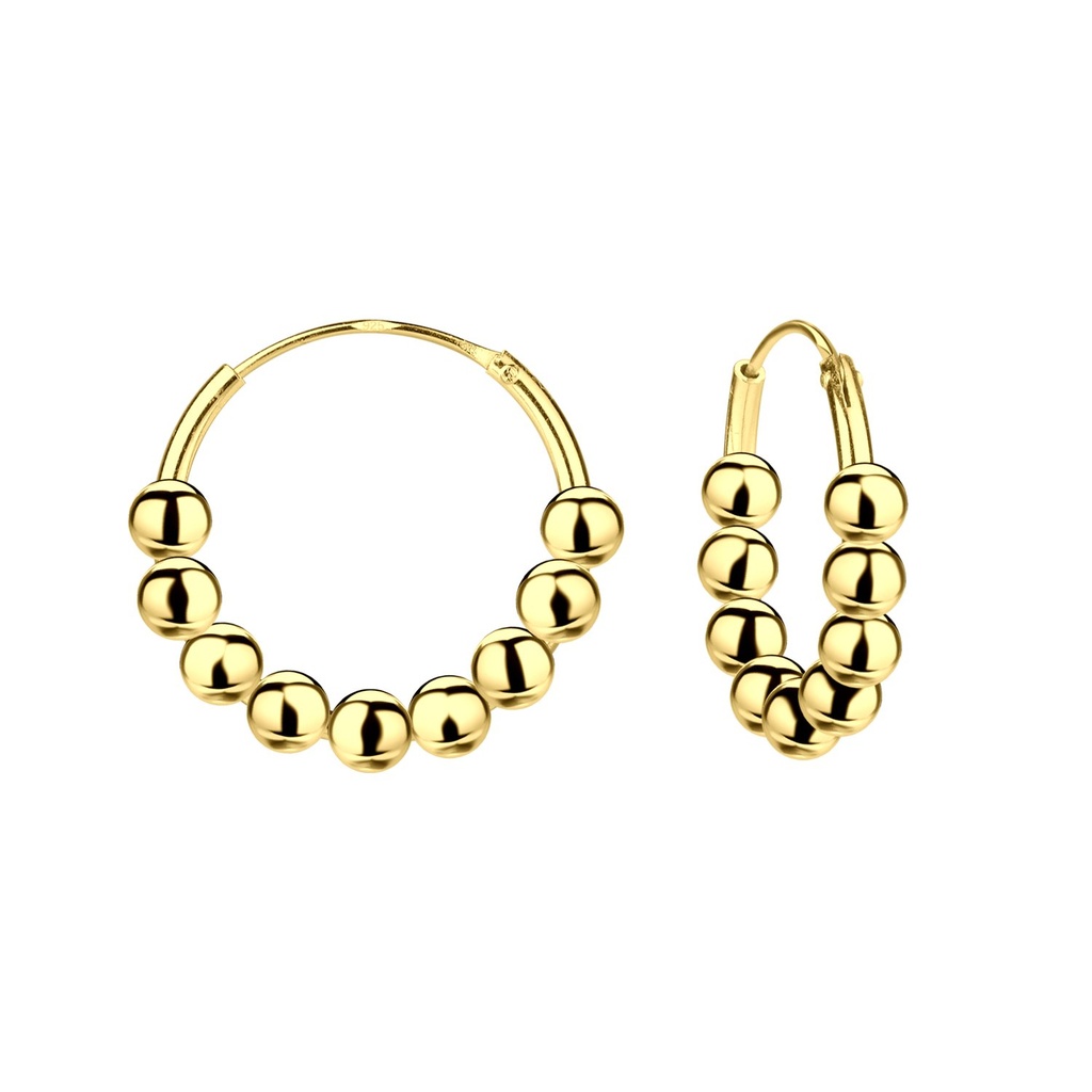 [10010990] 16mm Silver Balls Hoop Earrings